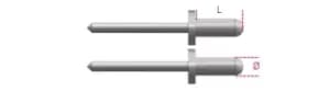 Image of Beta Tools 1741RV2.9K 2.9mm x 6mm Aluminum Rivets 500pc 017410191