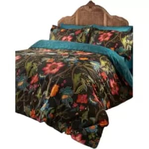 Image of Riva Paoletti Botanist Duvet Cover Set (King) (Black/Multicoloured) - Black/Multicoloured