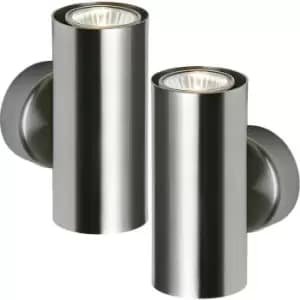Image of 2 PACK GU10 Dimming Up & Down Wall Light Satin Nickel Double Lamp Bulb Hall