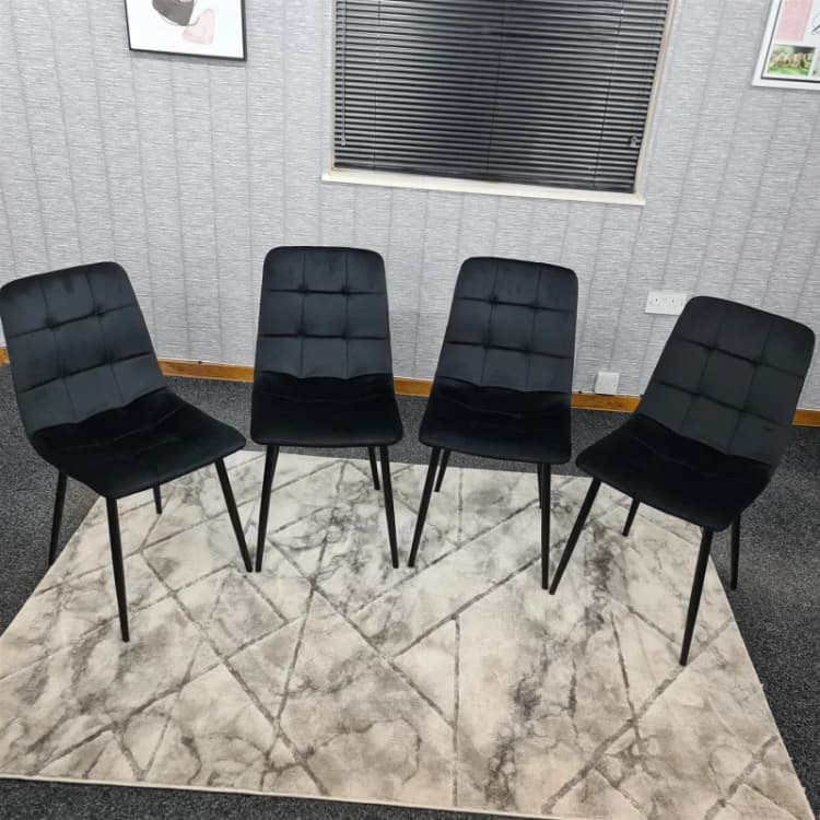 Image of KOSY KOALA KOSY KOALA Dining Chairs Set of 4 Black Velvet Kitchen chairs Black One Size Unisex 5060711585284