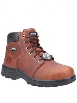 Image of Skechers Workshire Leather Safety Boots - Brown, Size 8, Men