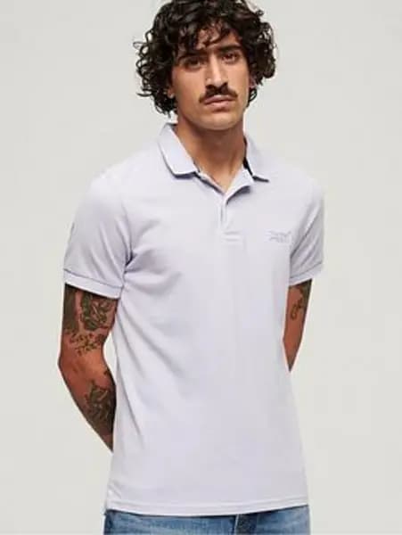 Image of Superdry Light Lavender Purple Destroyed Polo Shirt Purple Male 2XL 214843UK