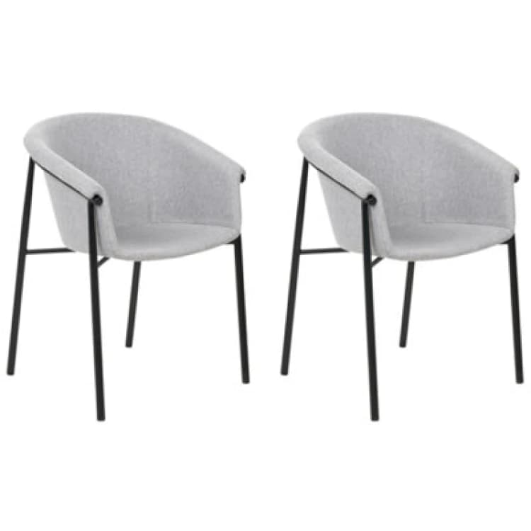 Image of Beliani Set Of 2 Dining Chairs Ames Light Grey