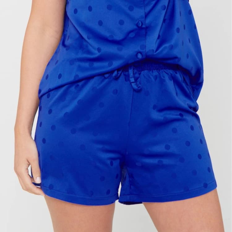 Image of Be You Satin Spot Pyjama Shorts - Blue Blue 16