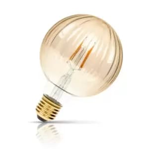 Image of Prolite LED Ribbed Globe 4W E27 Dimmable Funky Filaments Extra Warm White Gold