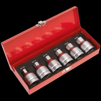 Image of Sealey 6 Piece 3/4" Drive Hexagon Socket Bit Set Metric 3/4"