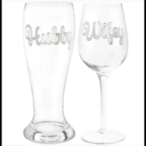 Image of Hubby & Wifey Beer & Wine Glass By Lesser & Pavey