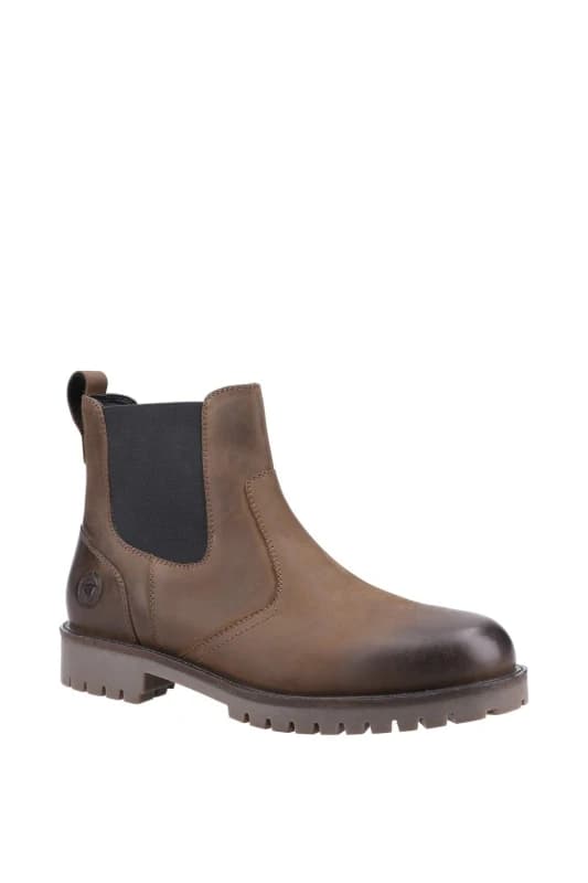 Image of Cotswold Mens Bodicote Leather Slip On Chelsea Ankle Boots UK Size 7 (EU 41) BROWN COT757-BROWN-7