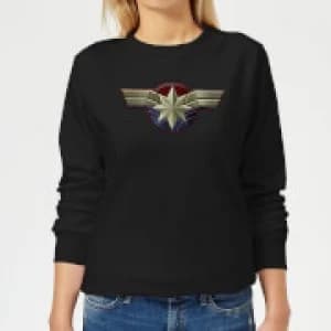 Image of Captain Marvel Chest Emblem Womens Sweatshirt - Black