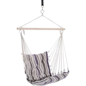 Image of Hammock Rope Cushioned Swing Seat Wooden Cotton Cloth (Brown) - Outsunny