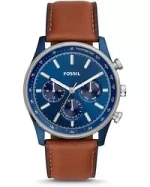 Image of Fossil Men Sullivan Multifunction Brown Leather Watch