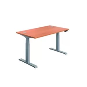 Image of First Sit/Stand Desk 1200x800x630-1290mm Beech/Silver KF820567