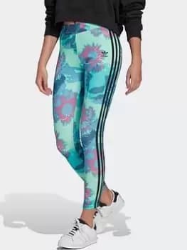 Image of adidas Originals Sunflower Graphic Leggings, Multi, Size 14, Women