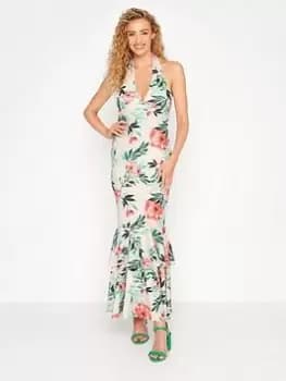 Image of Long Tall Sally Halter Neck Floral Midi Dress, Pink, Size 10, Women