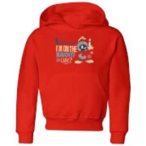 Image of Looney Tunes Martian Who Said Im On The Naughty List Kids Christmas Hoodie - Red - 11-12 Years