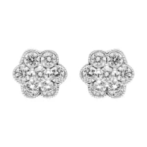 Image of 18ct White Gold 0.48ct Diamond Flower Cluster Stud Earrings