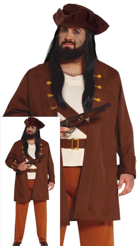 Image of Fiestas Guirca Fancy Dress Teen Pirate Captain in Brown Size: 15-16 Years Brown Unisex 15-16 Years