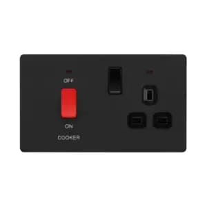 Image of BG Evolve Matt Black Cooker Control Socket Double Pole Switch With LED Power Indicators - PCDMB70B