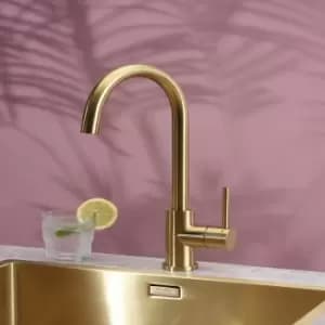 Image of Reginox Gold Single Lever Swan Neck Kitchen Tap in Kalix Gold