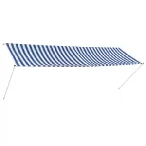Image of Vidaxl Retractable Awning 350X150cm Blue And White