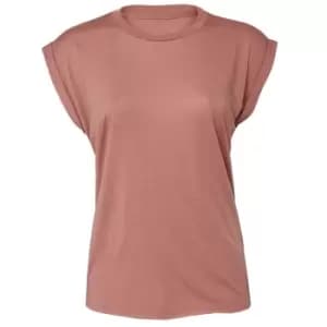 Image of Bella + Canvas Womens/Ladies Flowy Rolled Cuff Muscle T-Shirt (L) (Mauve)