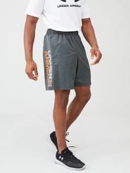 Image of Urban Armor Gear Woven Graphic Wordmark Shorts - Grey/Orange, Grey/Orange, Size XL, Men