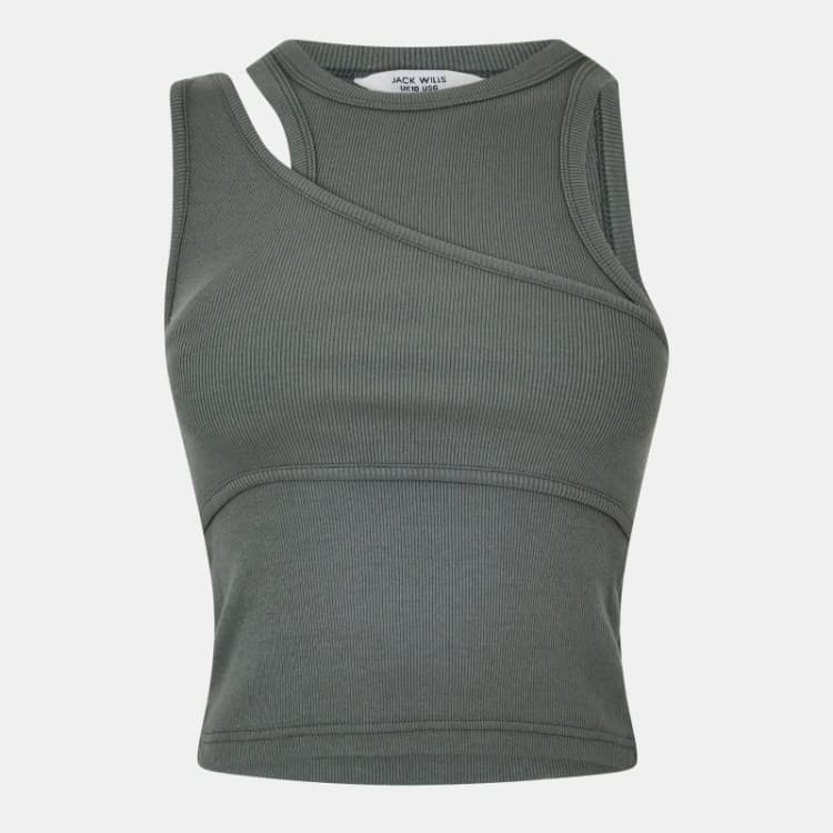 Image of Jack Wills Asymmetric Layered Tank - Green Green 8
