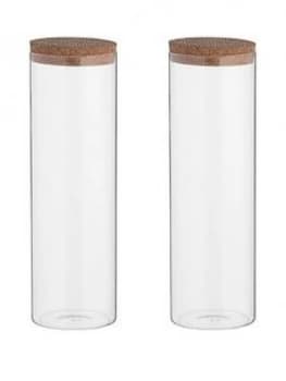 Image of Typhoon Monochrome Set Of Two 1.8-Litre Storage Jars With Cork Lids