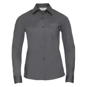 Image of Russell Collection Ladies/Womens Long Sleeve Shirt (XS) (Convoy Grey)