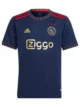Image of Adidas Junior Ajax Away 22/23 S/s Replica Shirt, Navy, Size 15-16 Years