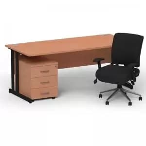Image of Impulse 1600800 Black Cant Desk Beech 3 Dr Mobile Ped & Chiro Med