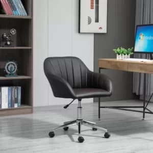 Image of Vinsetto Mid-Back Office Chair PU Leather Swivel Task Armchair with Tub Shape Design for Living Room Home, Brown