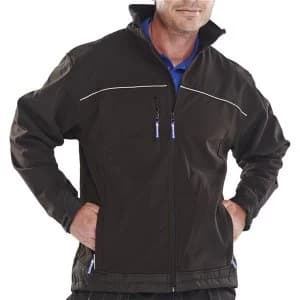 Image of Click Workwear Soft Shell Jacket Water Resistant Windproof 6XL Black
