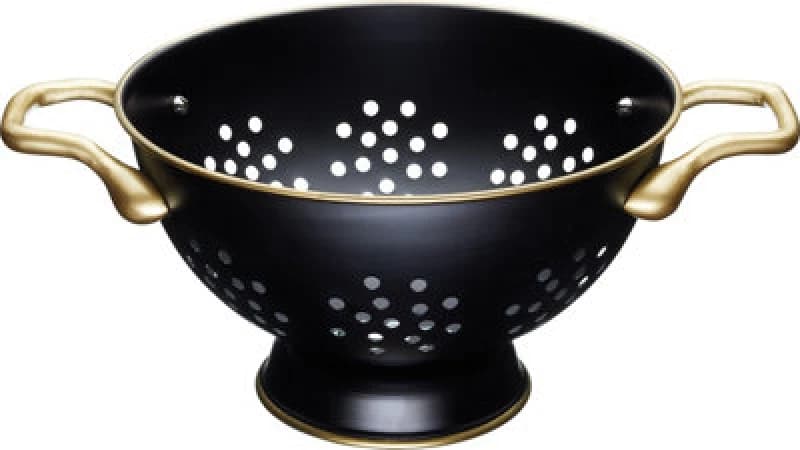 Image of Masterclass 24cm Stainless Steel Matt Black and Brass Colander Black