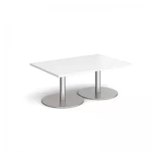 Image of Monza rectangular coffee table with flat round brushed steel bases
