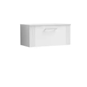 Image of Nuie Deco 800mm Wall Hung Single Drawer Vanity & Worktop - Satin White