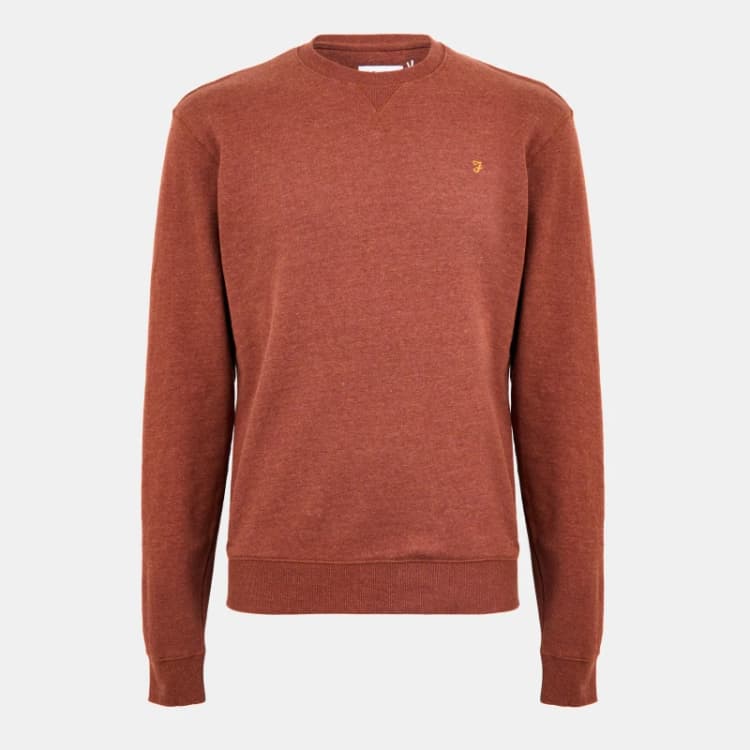Image of Farah Tim Crew Sweatshirt Dark Teak male X Small