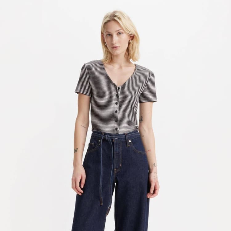 Image of Levis Short Sleeve Striped T-Shirt Vanilla Stripe female 10 (S)
