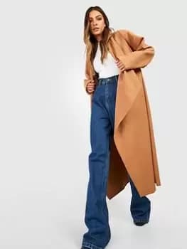 Image of Boohoo Super Oversized Waterfall Coat - Camel, Brown, Size 8, Women
