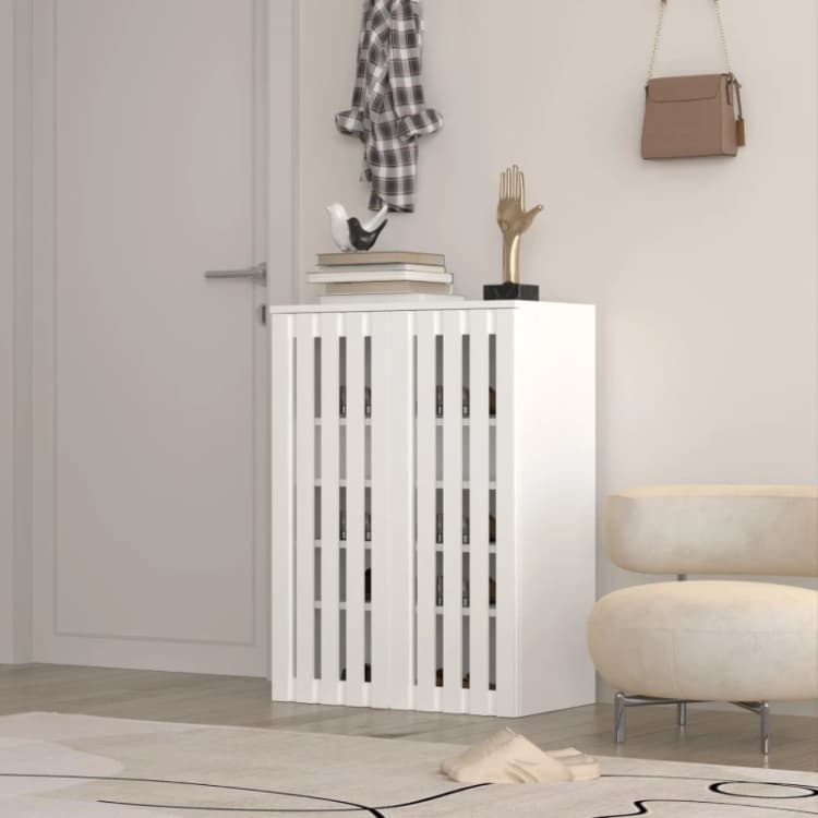 Image of Home Source Shoe Cabinet 2 Door with Adjustable Shelves White