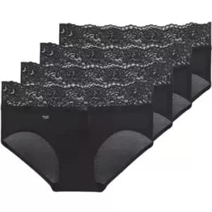 Image of Sloggi ROMANCE X 4 womens Knickers/panties in Black - Sizes UK 10,UK 12,UK 14,UK 16,UK 18,UK 20