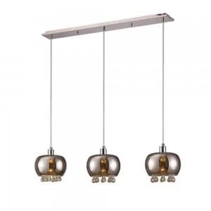 Image of Ceiling Pendant 3 Light E14 Linear Mirrored Glass, Polished Chrome, Clear Glass