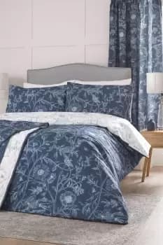 Image of 'Lorie' Fine Illustrated Floral Print Duvet Cover Set