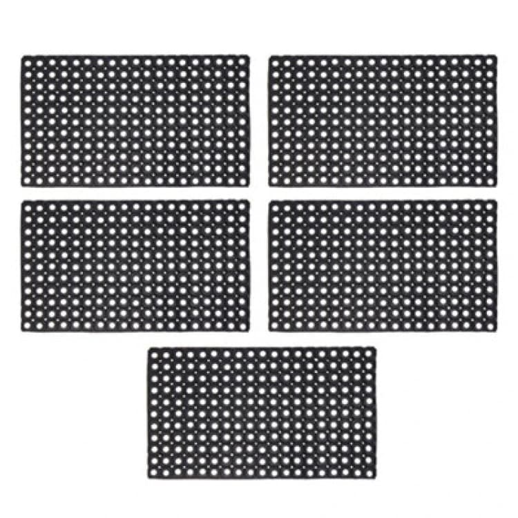 Image of JVL JVL Contract Rondo Rubber Ring Scraper Doormat, 50x100 cm, Pack of 5 Black