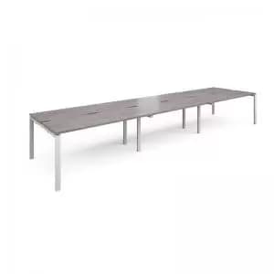 Image of Adapt triple back to back desks 4800mm x 1200mm - white frame and grey