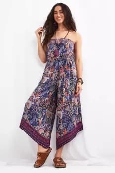 Image of Boho Border Print Wide Leg Bandeau Jumpsuit
