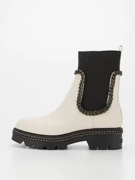 Image of Guess Chain Detail Chunky Chelsea Boots - Cream, Size It/Eu 37 = UK 4, Women