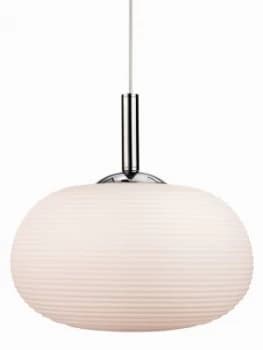 Image of 1 Light Ceiling Pendant Chrome with Opal Glass, E27
