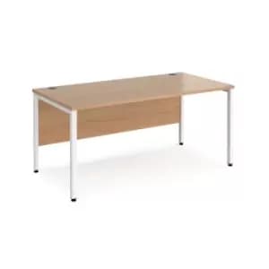 Image of Office Desk 1600mm Rectangular Desk With Bench Leg Beech Tops With White Frames 800mm Depth Maestro 25