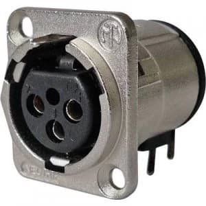 Image of XLR connector Sleeve socket right angle pins Number of pins 3 Silver Neutrik NC3FD H 0